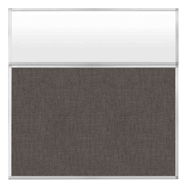 Hush Panel Configurable Cubicle Partition 6' x 6' W/ Window Mocha Fabric Frosted Window